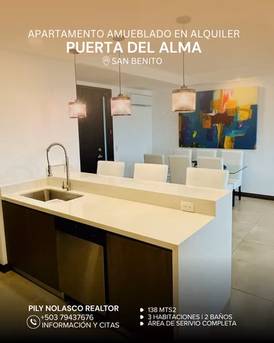 Apartamento AMUEBLADO en Torre Puerta del Alma en alquiler Colonia San Benito - Imagen 4