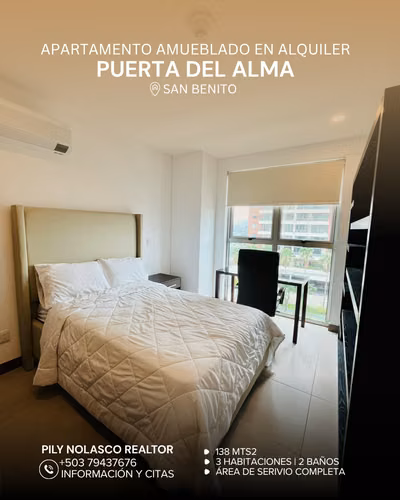 Apartamento AMUEBLADO en Torre Puerta del Alma en alquiler Colonia San Benito - Imagen 6