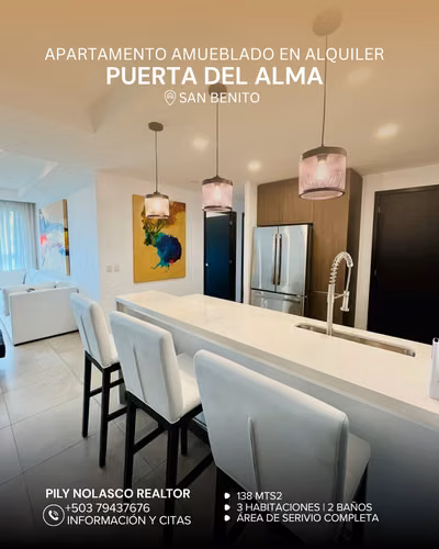 Apartamento AMUEBLADO en Torre Puerta del Alma en alquiler Colonia San Benito - Imagen 3