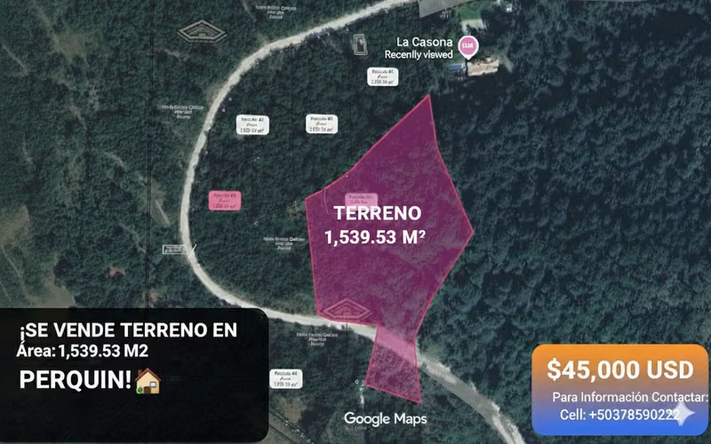 Oportunidad Única! Terreno de 1,539 m² en Perquín, Morazán – Cerca de Llano del Muerto