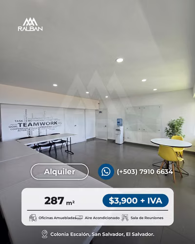 Casa para oficinas, Alquiler en Col. Escalón, completamente amueblada.
