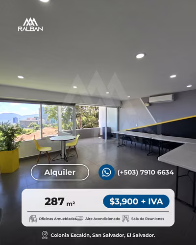 Casa para oficinas, Alquiler en Col. Escalón, completamente amueblada.