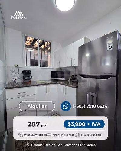 Casa para oficinas, Alquiler en Col. Escalón, completamente amueblada.