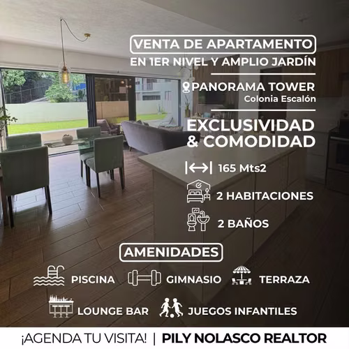 Apartamento con JARDÍN en Venta | Panorama Tower, Colonia Escalón | 165 m²