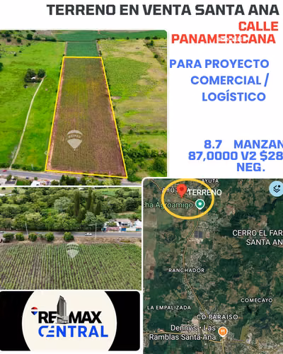 TERRENO EN VENTA PARA PROYECTO LOGÍSTICO O COMERCIAL, CARRETERA PANAMERICANA SANTA ANA - Imagen 8