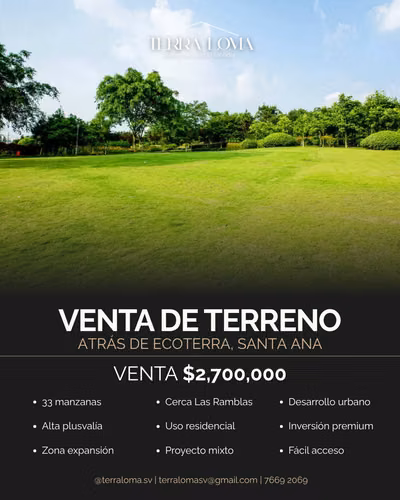  Land for Sale – Behind Ecoterra, Santa Ana