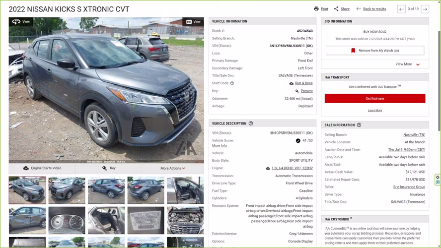 NISSAN KICKS S 2022 GRIS