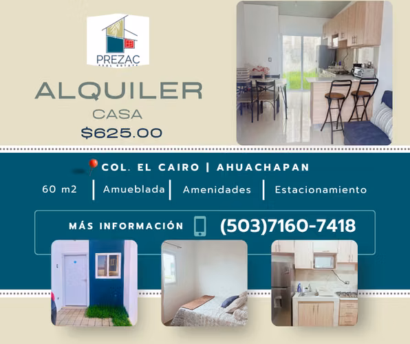 Fully furnished house for rent in Residencial El Cairo, Ahuachapán!