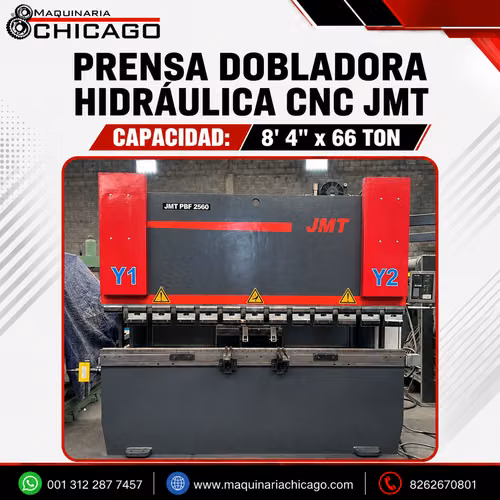 PRENSA DOBLADORA HIDRÁULICA CNC JMT 8' 4" x 66 TON