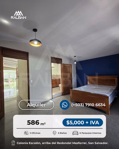 Alquiler de Casa Grande para Uso Comercial en Colonia Escalón, S.S.