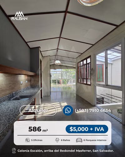 Alquiler de Casa Grande para Uso Comercial en Colonia Escalón, S.S.