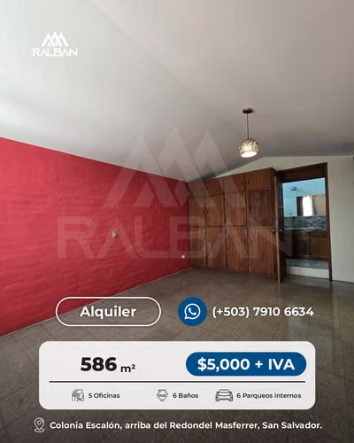 Alquiler de Casa Grande para Uso Comercial en Colonia Escalón, S.S.