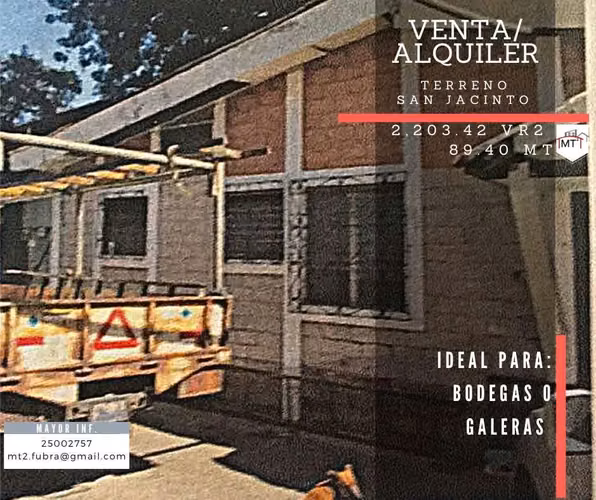 VENTA O ALQUILER TERRENO EN SAN JACINTO