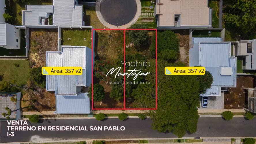 VENTA DE 2 TERRENOS EN RESIDENCIAL SAN PABLO NUEVO CUSCATLAN I-3