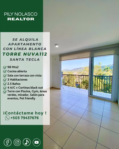 Santa Tecla Moderno apartamento en alquiler en Torre NUVA 112