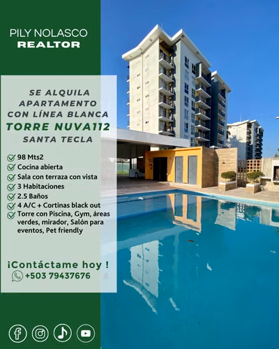 Santa Tecla Moderno apartamento en alquiler en Torre NUVA 112