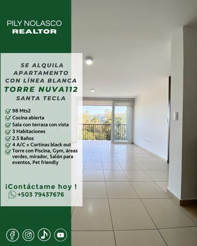 Santa Tecla Moderno apartamento en alquiler en Torre NUVA 112