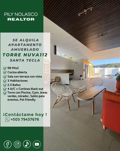 Santa Tecla Moderno apartamento en alquiler en Torre NUVA 112