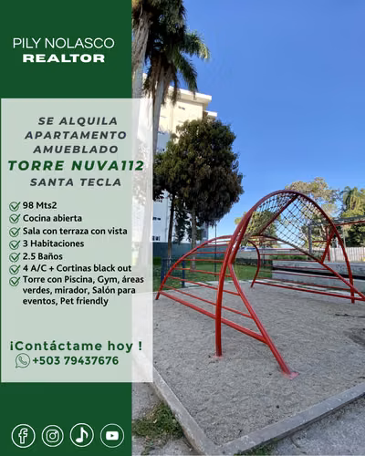 Santa Tecla Moderno apartamento en alquiler en Torre NUVA 112