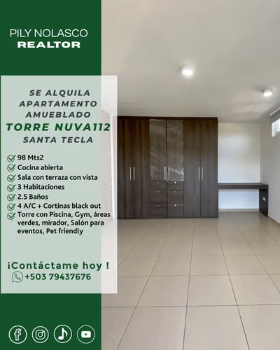 Santa Tecla Moderno apartamento en alquiler en Torre NUVA 112