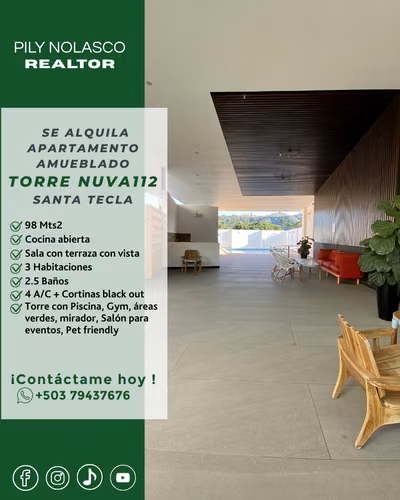 Santa Tecla Moderno apartamento en alquiler en Torre NUVA 112