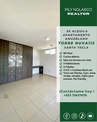 Santa Tecla Moderno apartamento en alquiler en Torre NUVA 112