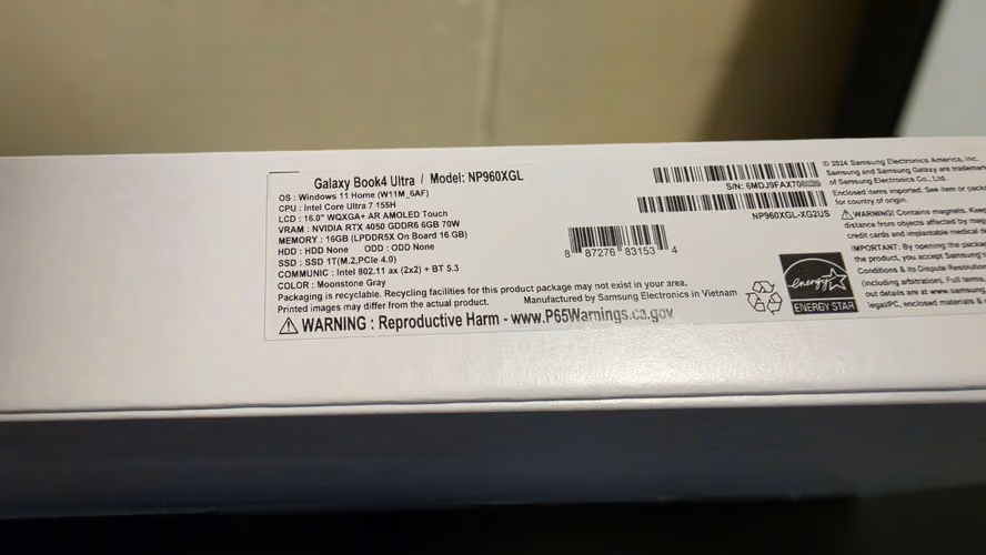 SAMSUNG GALAXY BOOK4 ULTRA 16" RTX 4050 - AMOLED TÁCTIL - 16GB/1TB 