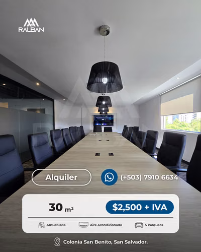 Alquiler de oficina TODO INCLUIDO en Business Center, Col. San Benito.