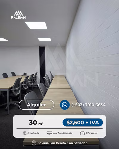 Alquiler de oficina TODO INCLUIDO en Business Center, Col. San Benito.