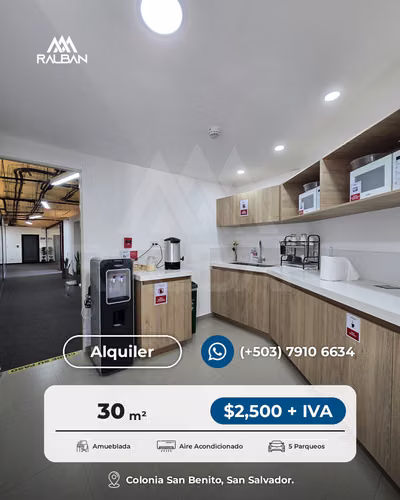 Alquiler de oficina TODO INCLUIDO en Business Center, Col. San Benito.