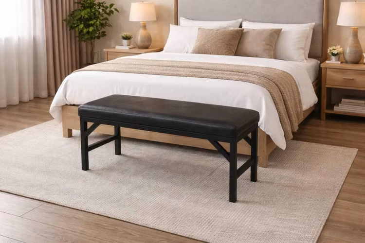 Elegante banco de madera y metal - Imagen 2