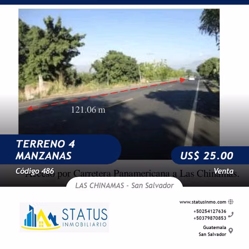 Terreno en venta en Ahuachapán, carretera a las Chinamas