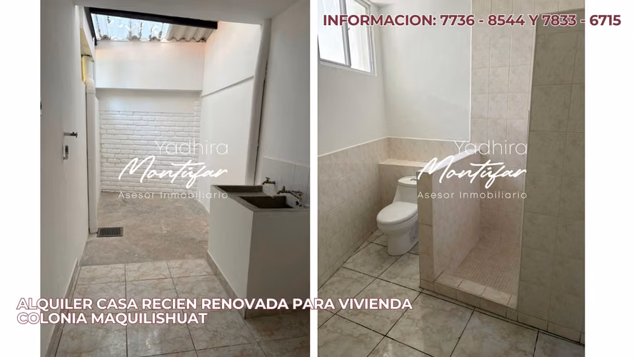 ALQUILER CASA RECIEN RENOVADA PARA VIVIENDA EN COLONIA MAQUILISHUAT - Imagen 6