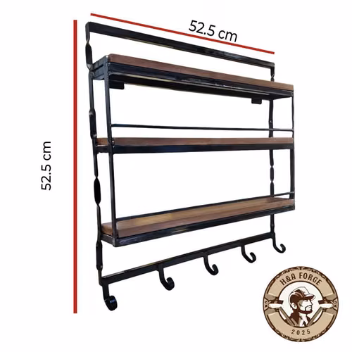Repisa de metal y madera
