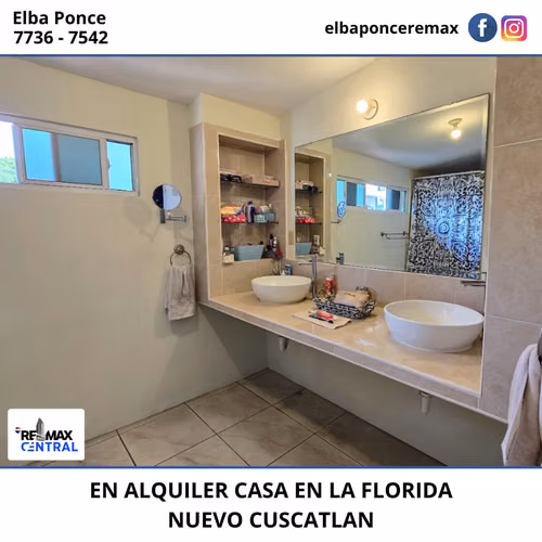 CASA EN ALQUILER EN RESIDENCIAL LA FLORIDA, NUEVO CUSCATLAN - Imagen 8