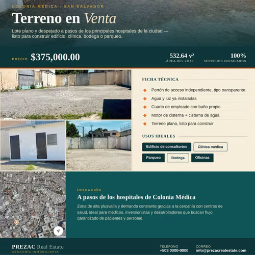 TERRENO EN VENTA — COLONIA MÉDICA | Ideal para Edificio, Clínicas o Parqueo