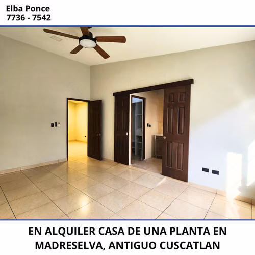 CASA DE UNA PLANTA EN ALQUILER EN MADRESELVA ANTIGUO CUSCATLAN
