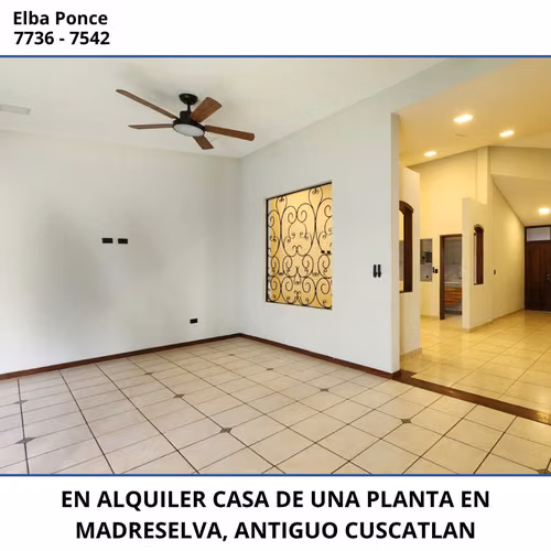 CASA DE UNA PLANTA EN ALQUILER EN MADRESELVA ANTIGUO CUSCATLAN