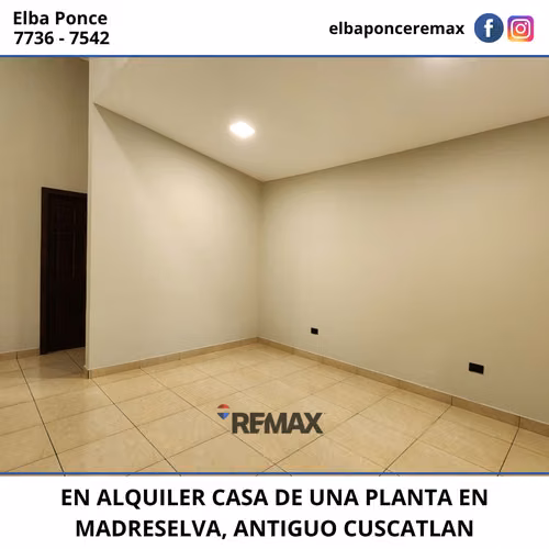 CASA DE UNA PLANTA EN ALQUILER EN MADRESELVA ANTIGUO CUSCATLAN - Imagen 4