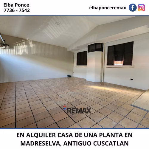 CASA DE UNA PLANTA EN ALQUILER EN MADRESELVA ANTIGUO CUSCATLAN - Imagen 7