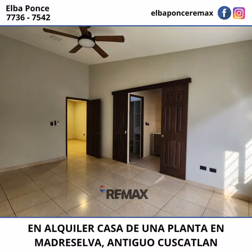 CASA DE UNA PLANTA EN ALQUILER EN MADRESELVA ANTIGUO CUSCATLAN - Imagen 5