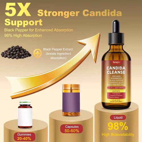 Candida Support con tecnología de triple orientación, fórmula sinergia todo en 1 con ácido caprílico, orégano, nogal negro y ajenjo - Imagen 6