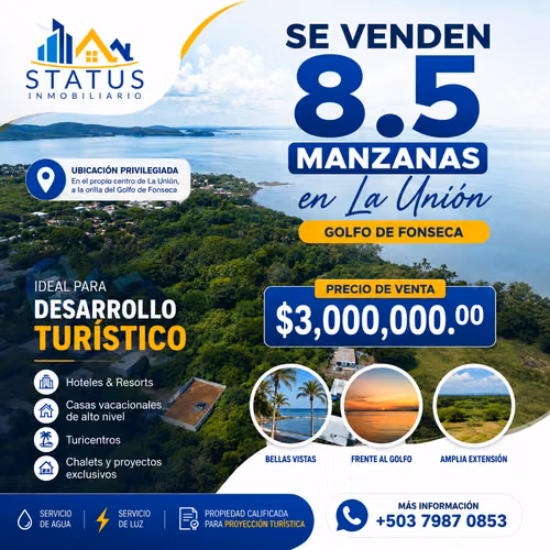 SE VENDEN 8.5 MANZANAS EN LA UNIÓN, GOLFO DE FONSECA