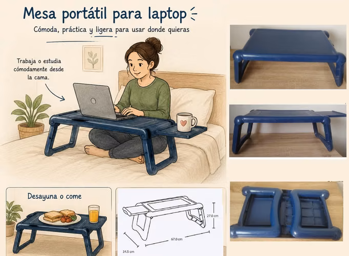 Mesa plástica plegable para Laptop