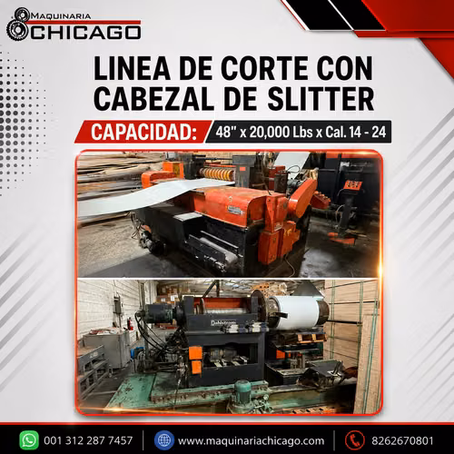 LINEA DE CORTE DAHLSTROM CON CABEZAL DE SLITTER  48" x 20,000 Lbs x Cal. 14 - 24