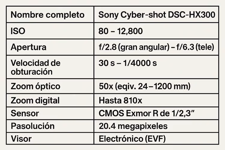 Camara Sony HX300