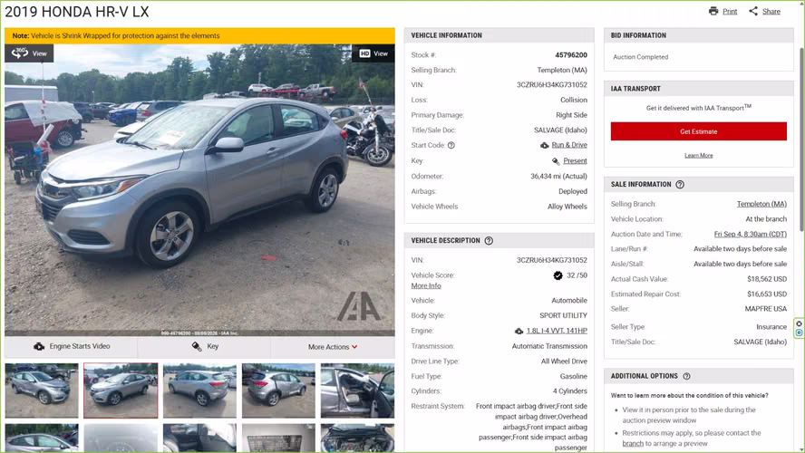 HONDA HRV LX 2019 AWD - Imagen 2