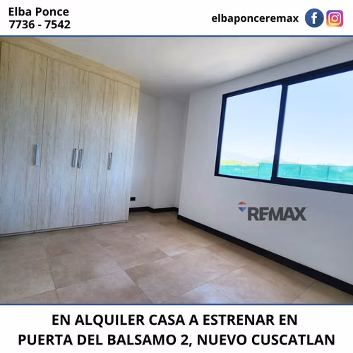 CASA EN ALQUILER, A ESTRENAR, EN PUERTA DEL BALSAMO 2, NUEVO CUSCATLAN - Imagen 5