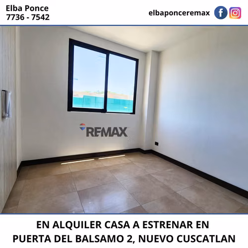 CASA EN ALQUILER, A ESTRENAR, EN PUERTA DEL BALSAMO 2, NUEVO CUSCATLAN - Imagen 6