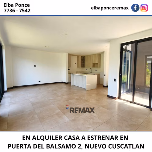 CASA EN ALQUILER, A ESTRENAR, EN PUERTA DEL BALSAMO 2, NUEVO CUSCATLAN - Imagen 2